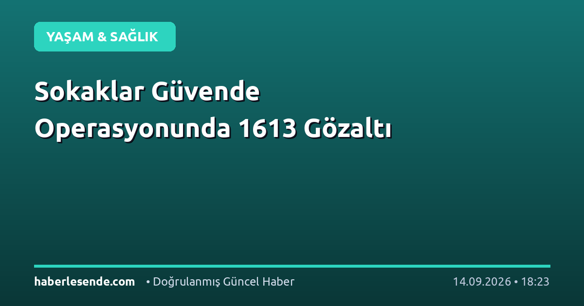 Sokaklar Güvende Operasyonunda 1613 Gözaltı