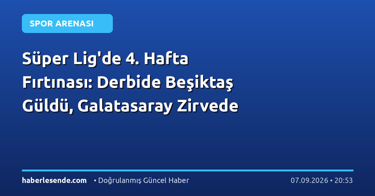Süper Lig'de 4. Hafta Fırtınası: Derbide Beşiktaş Güldü, Galatasaray Zirvede
