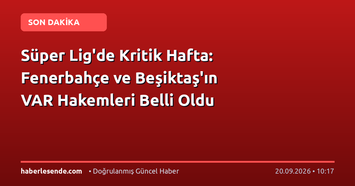 Süper Lig'de Kritik Hafta: Fenerbahçe ve Beşiktaş'ın VAR Hakemleri Belli Oldu