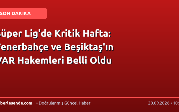 Süper Lig'de Kritik Hafta: Fenerbahçe ve Beşiktaş'ın VAR Hakemleri Belli Oldu
