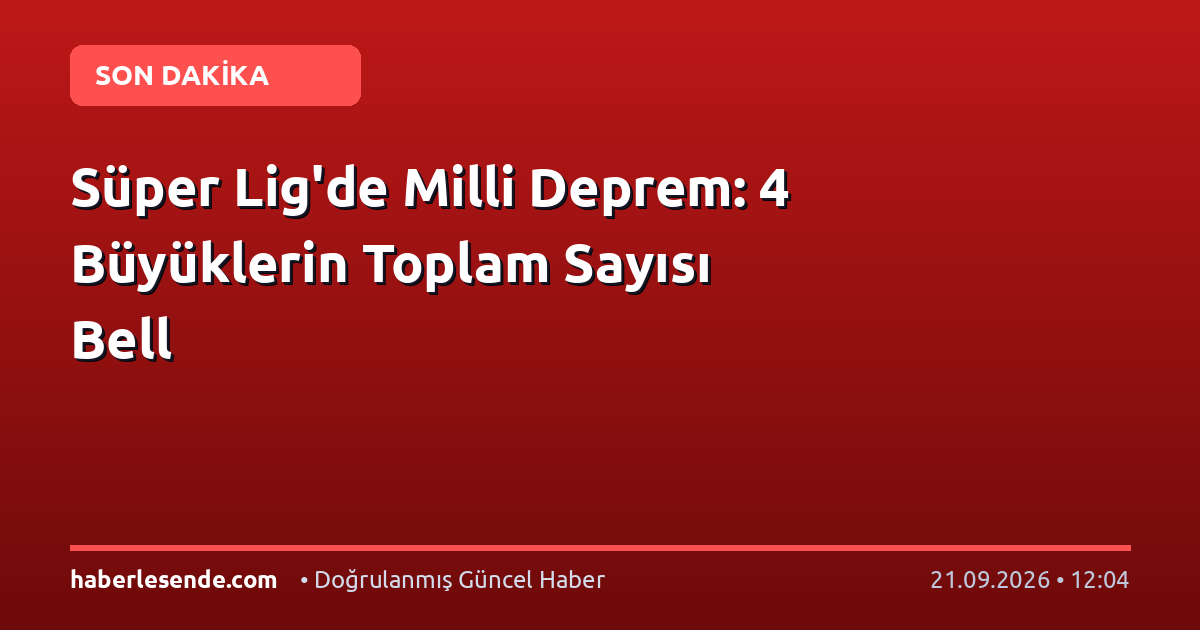Süper Lig'de Milli Deprem: 4 Büyüklerin Toplam Sayısı Bell