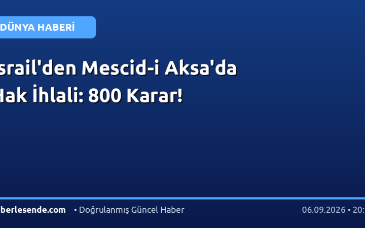 İsrail'den Mescid-i Aksa'da Hak İhlali: 800 Karar!