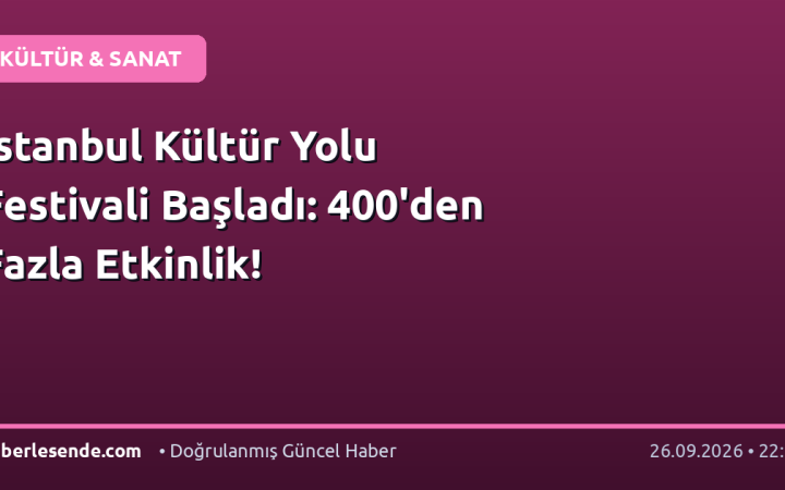 İstanbul Kültür Yolu Festivali Başladı: 400'den Fazla Etkinlik!
