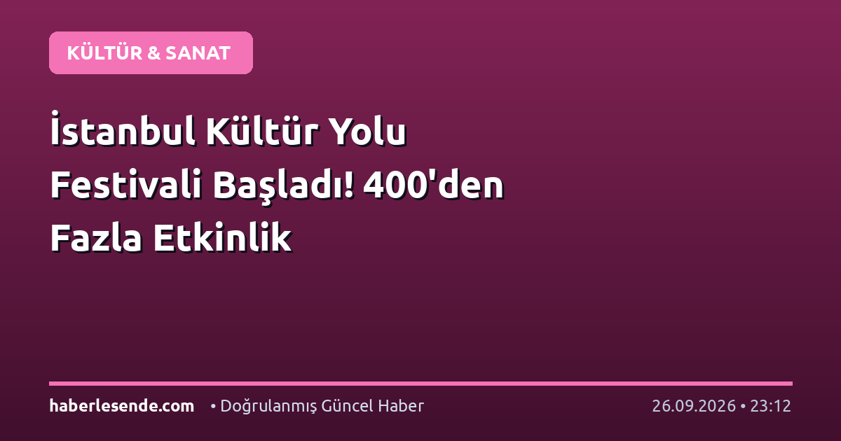 İstanbul Kültür Yolu Festivali Başladı! 400'den Fazla Etkinlik