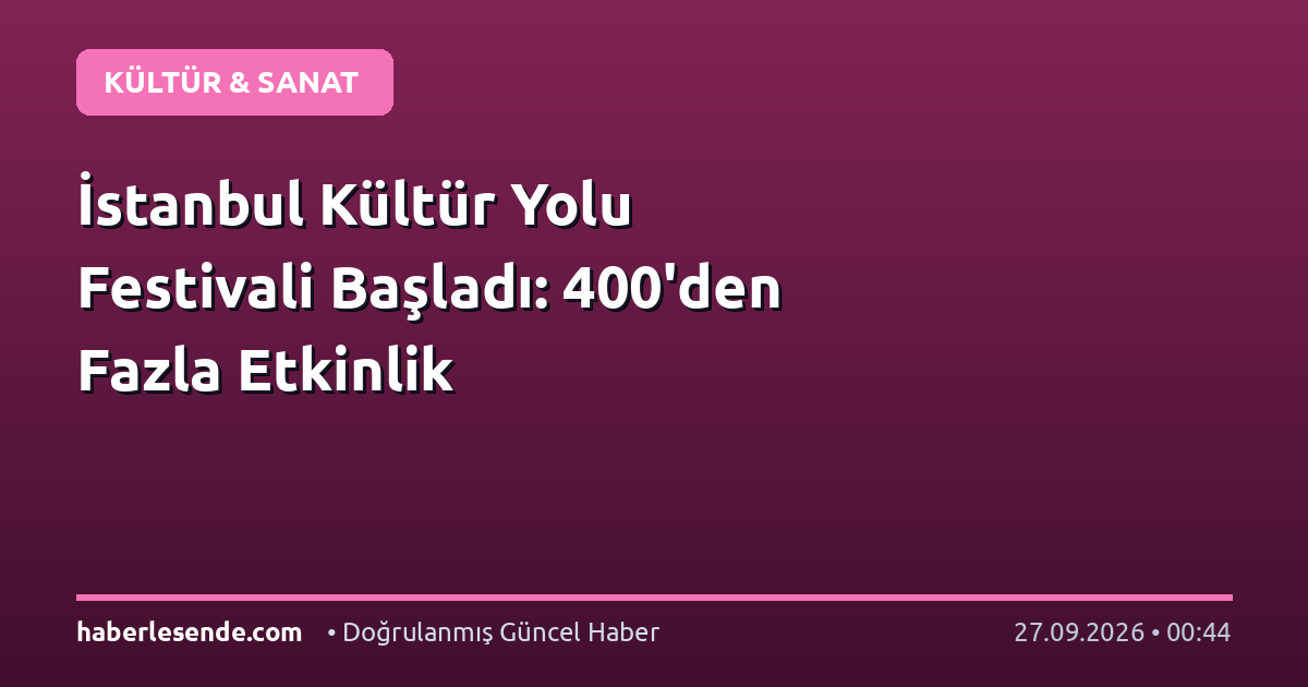İstanbul Kültür Yolu Festivali Başladı: 400'den Fazla Etkinlik