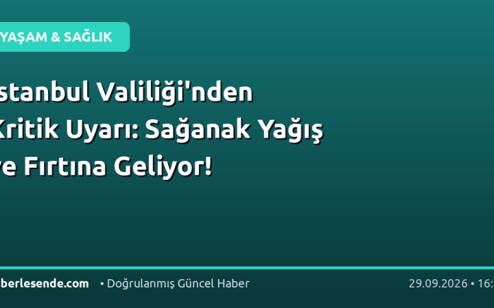 İstanbul Valiliği'nden Kritik Uyarı: Sağanak Yağış ve Fırtına Geliyor!