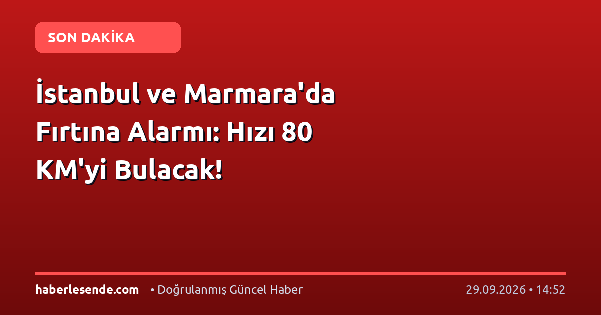 İstanbul ve Marmara'da Fırtına Alarmı: Hızı 80 KM'yi Bulacak!