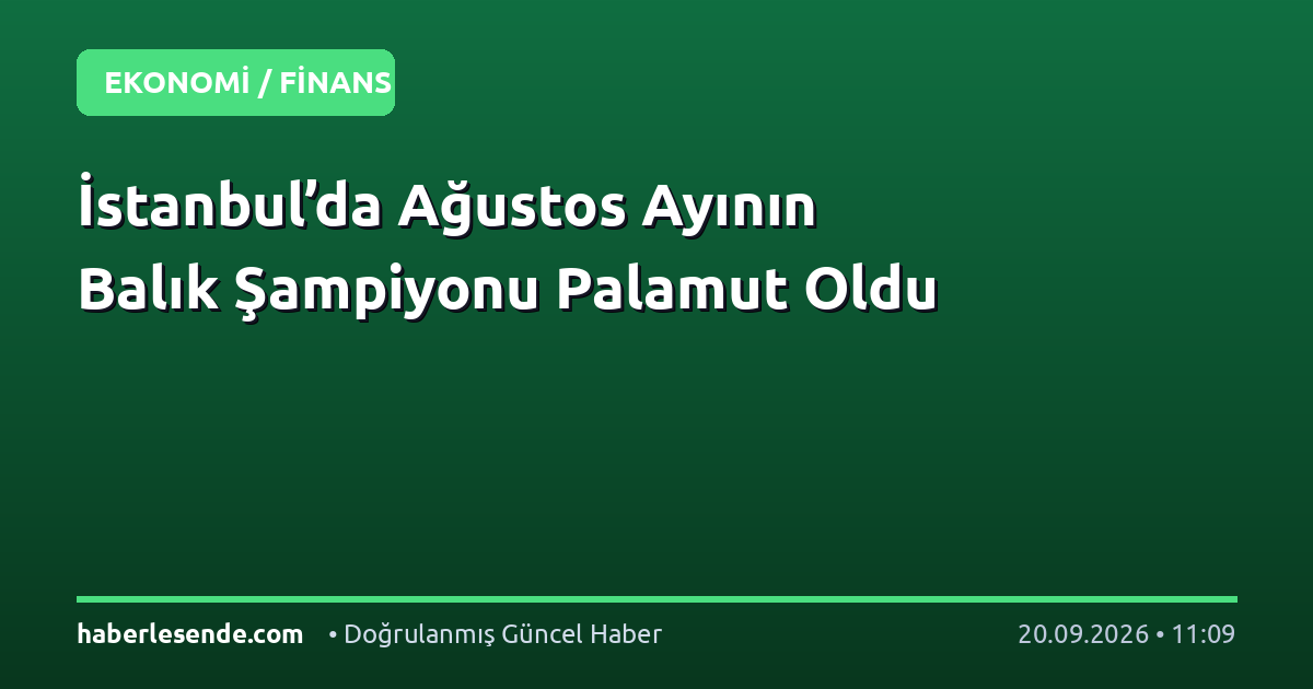 İstanbul’da Ağustos Ayının Balık Şampiyonu Palamut Oldu
