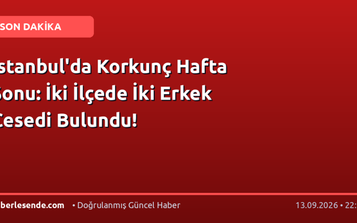 İstanbul'da Korkunç Hafta Sonu: İki İlçede İki Erkek Cesedi Bulundu!