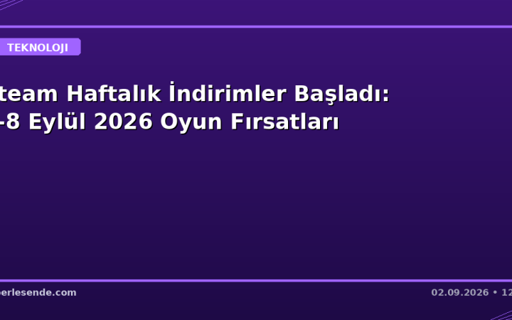 Steam Haftalık İndirimler Başladı: 1-8 Eylül 2026 Oyun Fırsatları