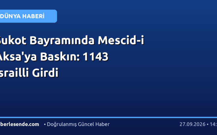 Sukot Bayramında Mescid-i Aksa'ya Baskın: 1143 İsrailli Girdi