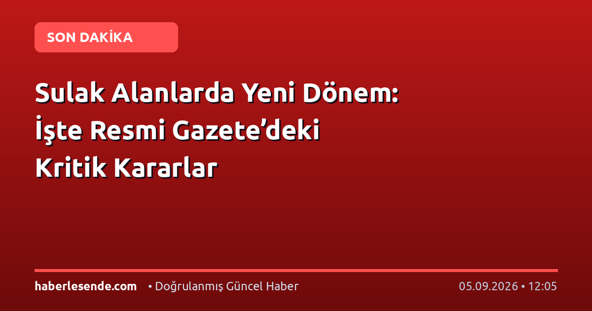 Sulak Alanlarda Yeni Dönem: İşte Resmi Gazete’deki Kritik Kararlar