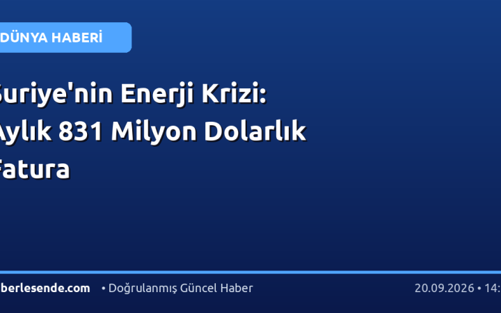 Suriye'nin Enerji Krizi: Aylık 831 Milyon Dolarlık Fatura