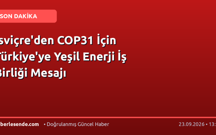 İsviçre'den COP31 İçin Türkiye'ye Yeşil Enerji İş Birliği Mesajı