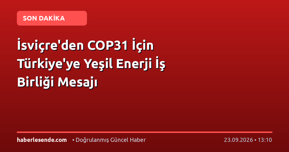 İsviçre'den COP31 İçin Türkiye'ye Yeşil Enerji İş Birliği Mesajı