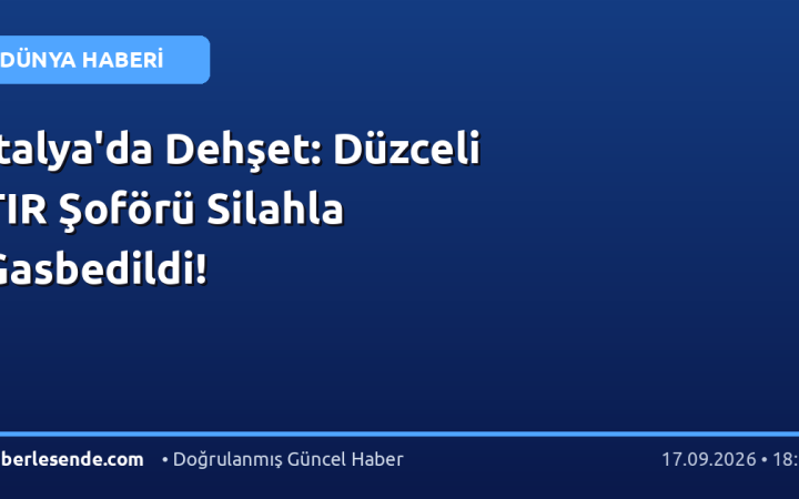 İtalya'da Dehşet: Düzceli TIR Şoförü Silahla Gasbedildi!