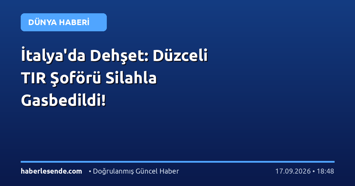 İtalya'da Dehşet: Düzceli TIR Şoförü Silahla Gasbedildi!