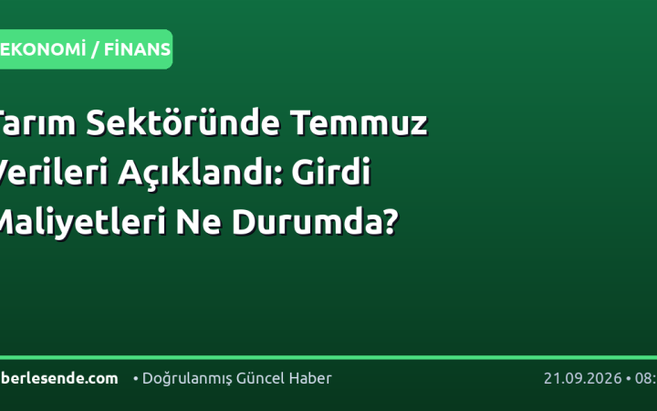 Tarım Sektöründe Temmuz Verileri Açıklandı: Girdi Maliyetleri Ne Durumda?