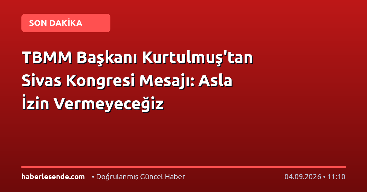 TBMM Başkanı Kurtulmuş'tan Sivas Kongresi Mesajı: Asla İzin Vermeyeceğiz