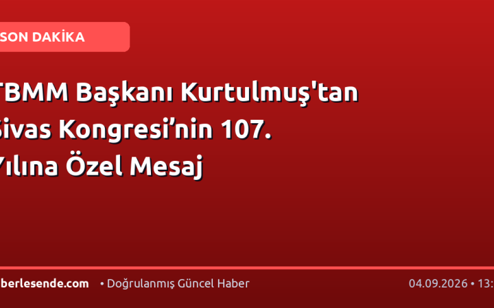 TBMM Başkanı Kurtulmuş'tan Sivas Kongresi’nin 107. Yılına Özel Mesaj