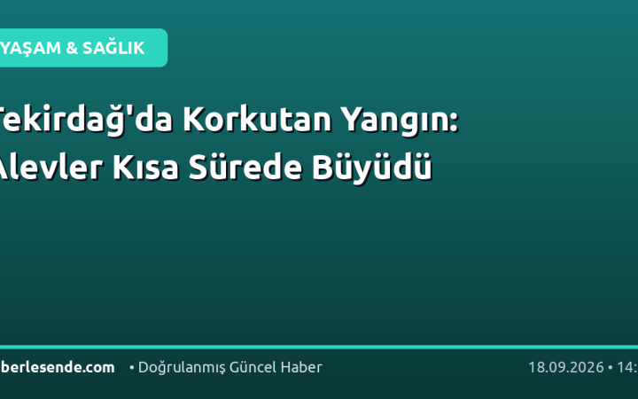 Tekirdağ'da Korkutan Yangın: Alevler Kısa Sürede Büyüdü