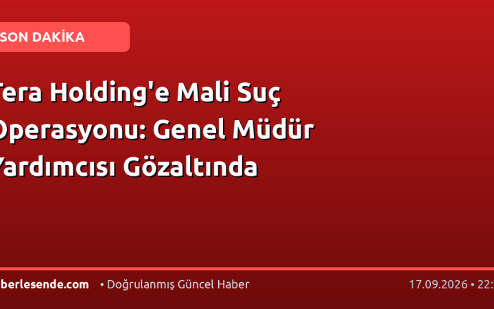 Tera Holding'e Mali Suç Operasyonu: Genel Müdür Yardımcısı Gözaltında