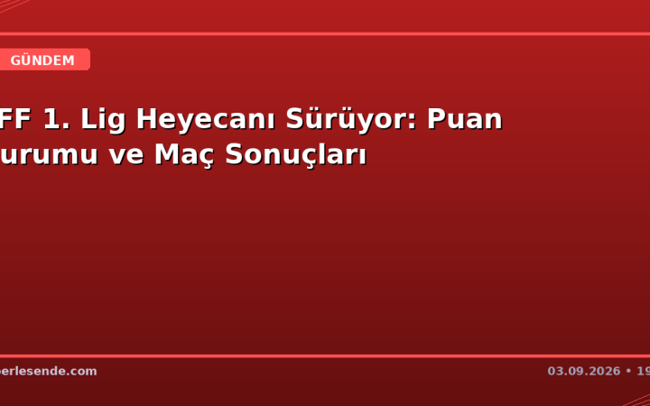 TFF 1. Lig Heyecanı Sürüyor: Puan Durumu ve Maç Sonuçları