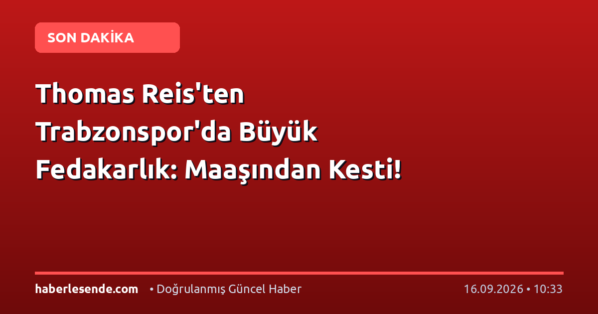 Thomas Reis'ten Trabzonspor'da Büyük Fedakarlık: Maaşından Kesti!