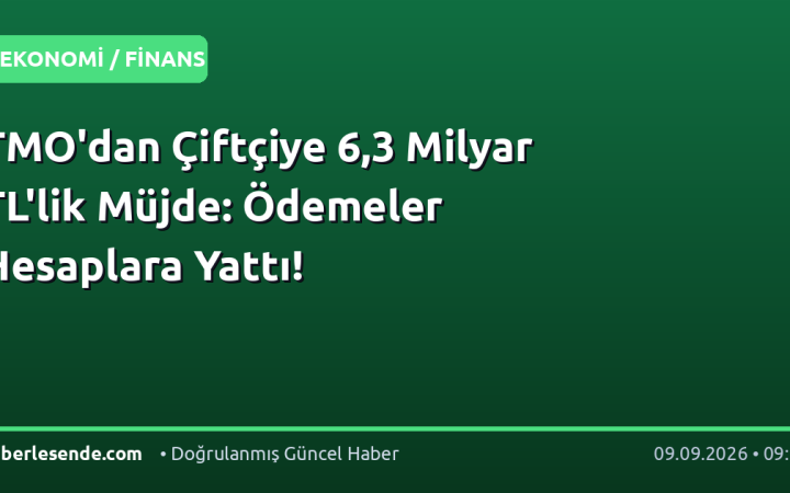 TMO'dan Çiftçiye 6,3 Milyar TL'lik Müjde: Ödemeler Hesaplara Yattı!