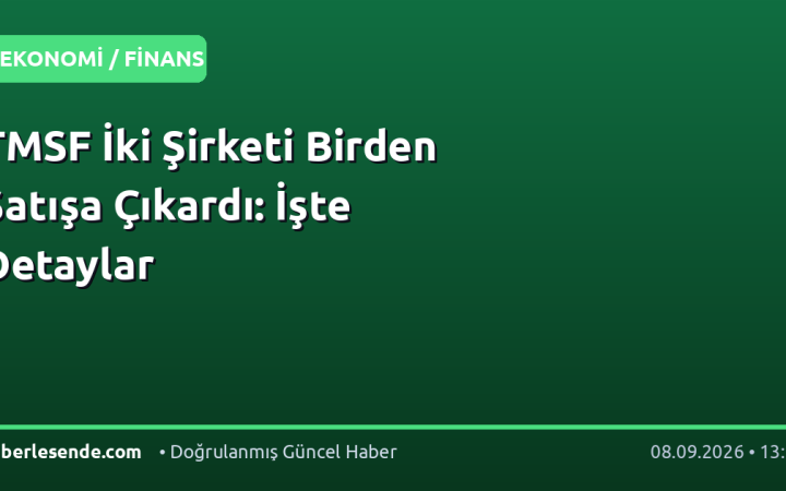 TMSF İki Şirketi Birden Satışa Çıkardı: İşte Detaylar