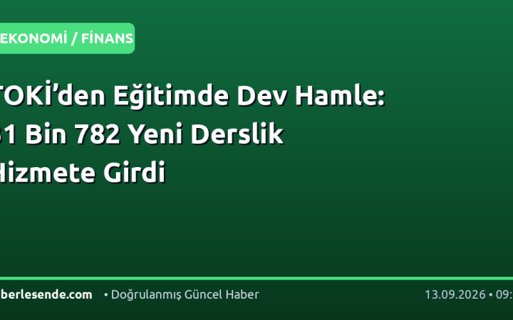 TOKİ’den Eğitimde Dev Hamle: 31 Bin 782 Yeni Derslik Hizmete Girdi