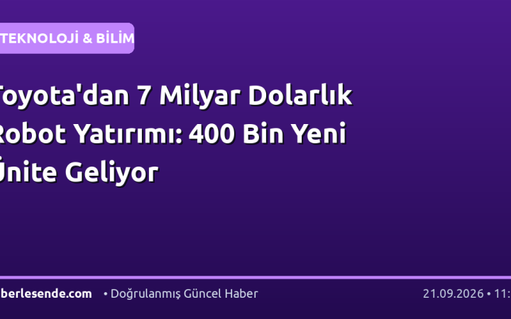 Toyota'dan 7 Milyar Dolarlık Robot Yatırımı: 400 Bin Yeni Ünite Geliyor
