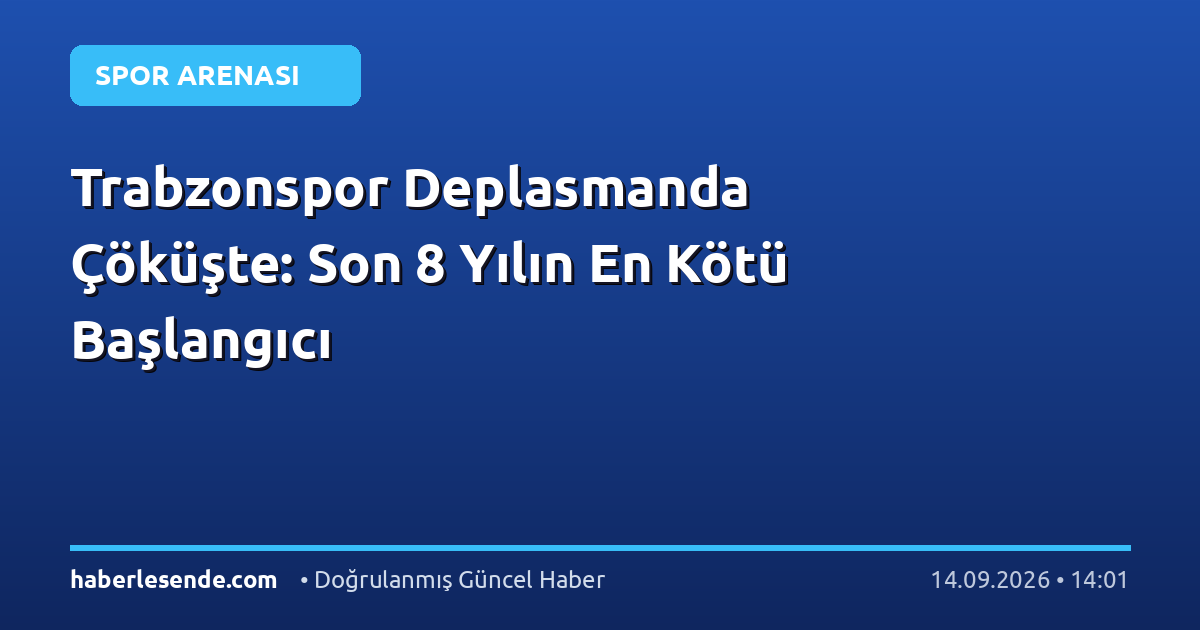 Trabzonspor Deplasmanda Çöküşte: Son 8 Yılın En Kötü Başlangıcı