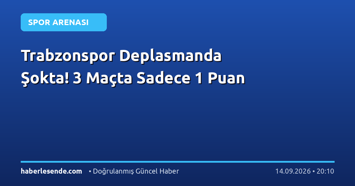 Trabzonspor Deplasmanda Şokta! 3 Maçta Sadece 1 Puan