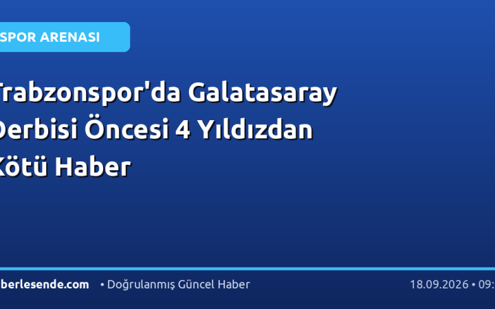 Trabzonspor'da Galatasaray Derbisi Öncesi 4 Yıldızdan Kötü Haber