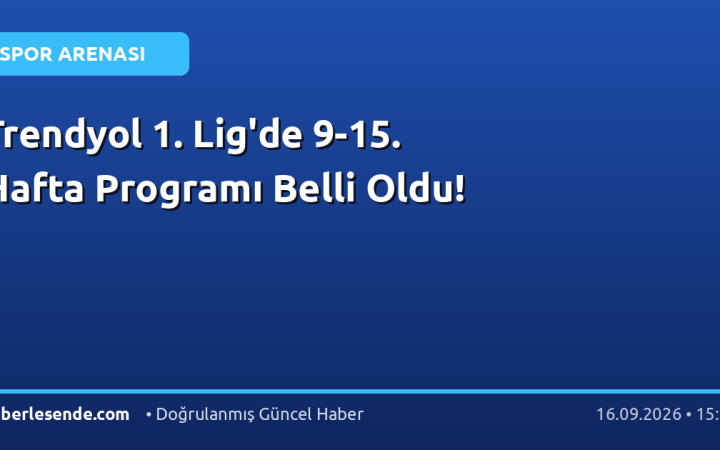 Trendyol 1. Lig'de 9-15. Hafta Programı Belli Oldu!