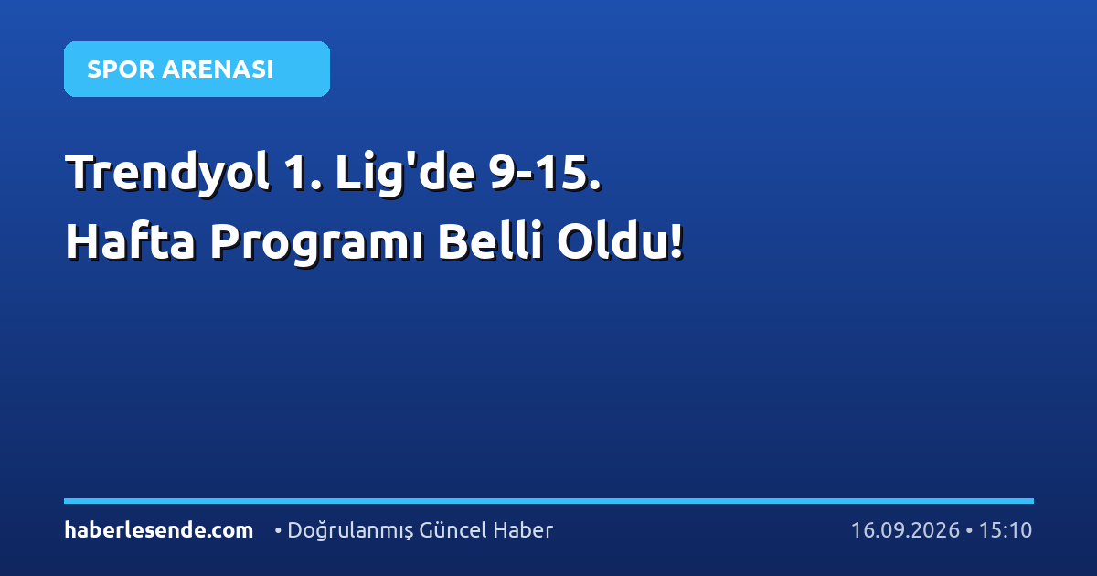 Trendyol 1. Lig'de 9-15. Hafta Programı Belli Oldu!