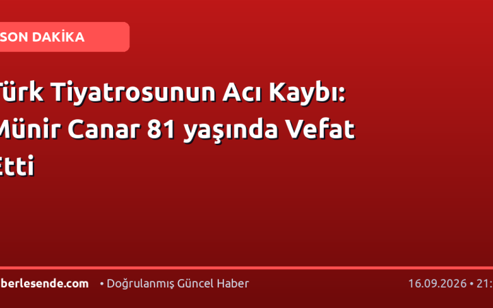 Türk Tiyatrosunun Acı Kaybı: Münir Canar 81 yaşında Vefat Etti
