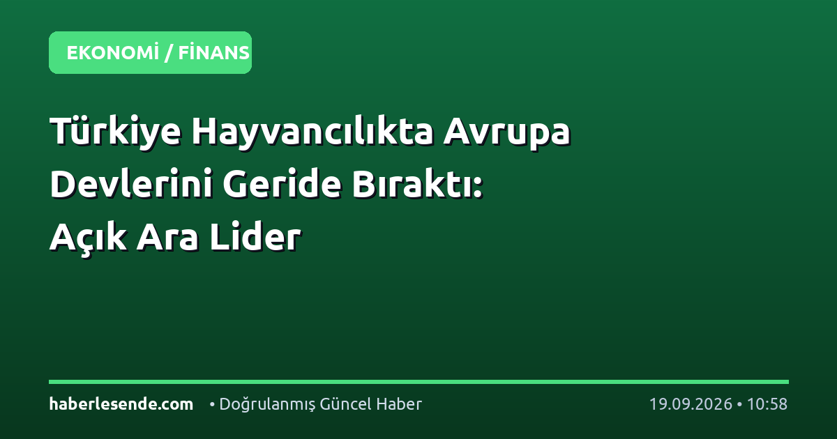 Türkiye Hayvancılıkta Avrupa Devlerini Geride Bıraktı: Açık Ara Lider