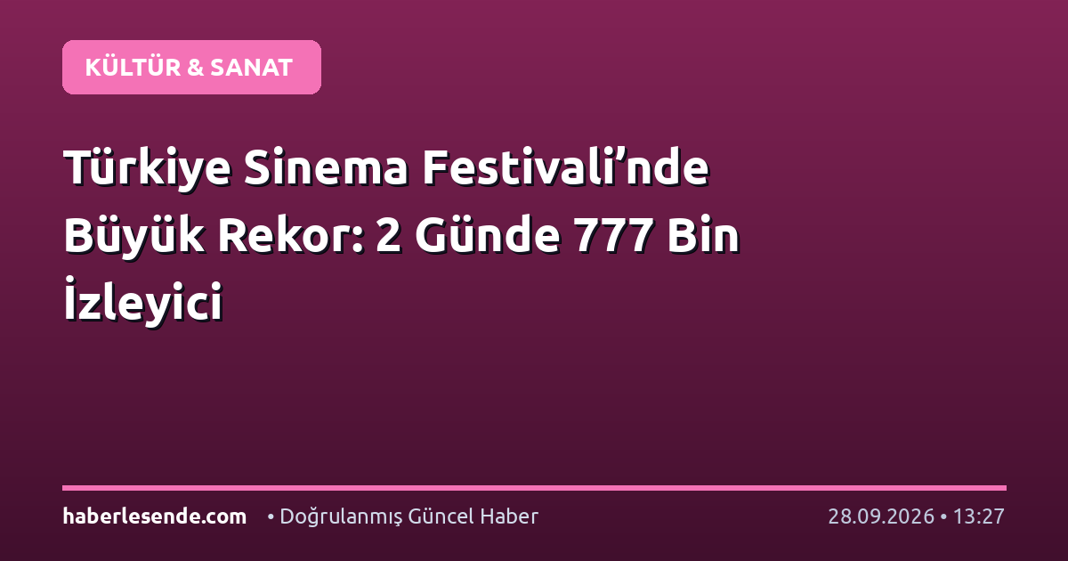 Türkiye Sinema Festivali’nde Büyük Rekor: 2 Günde 777 Bin İzleyici