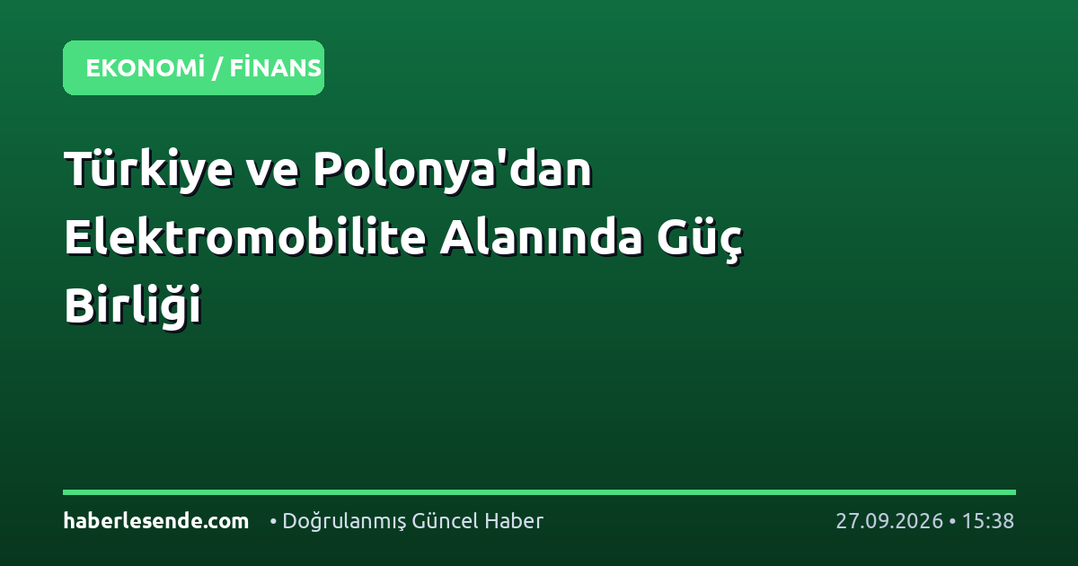 Türkiye ve Polonya'dan Elektromobilite Alanında Güç Birliği