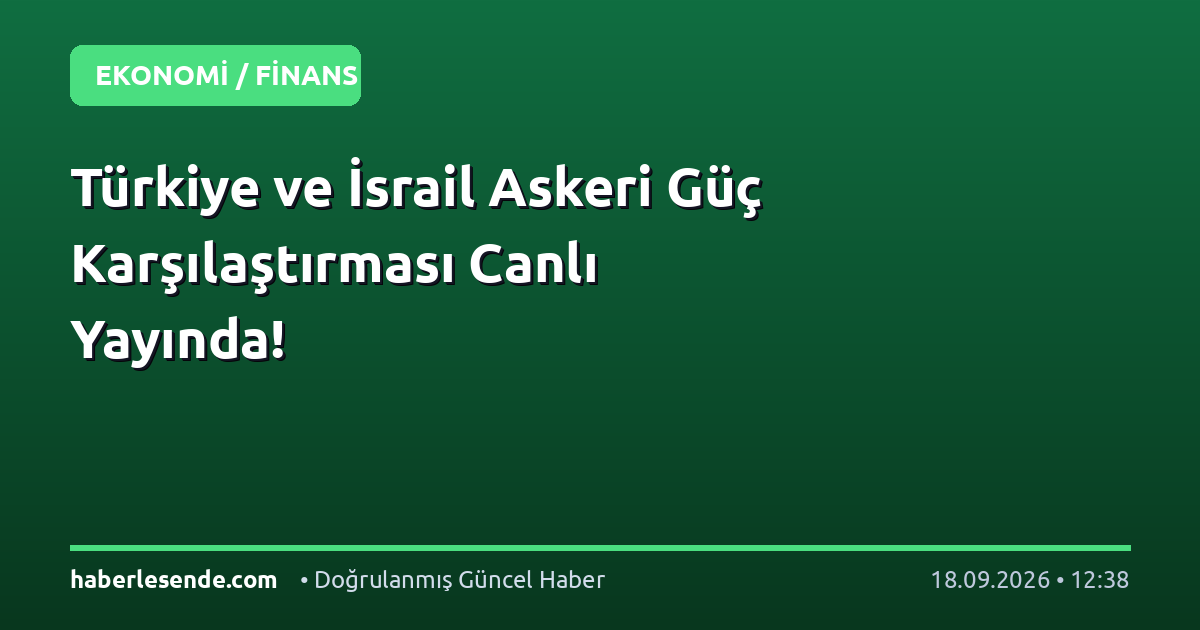 Türkiye ve İsrail Askeri Güç Karşılaştırması Canlı Yayında!