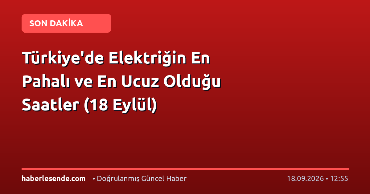 Türkiye'de Elektriğin En Pahalı ve En Ucuz Olduğu Saatler (18 Eylül)