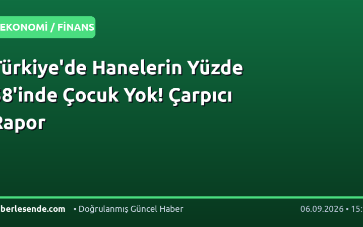 Türkiye'de Hanelerin Yüzde 58'inde Çocuk Yok! Çarpıcı Rapor