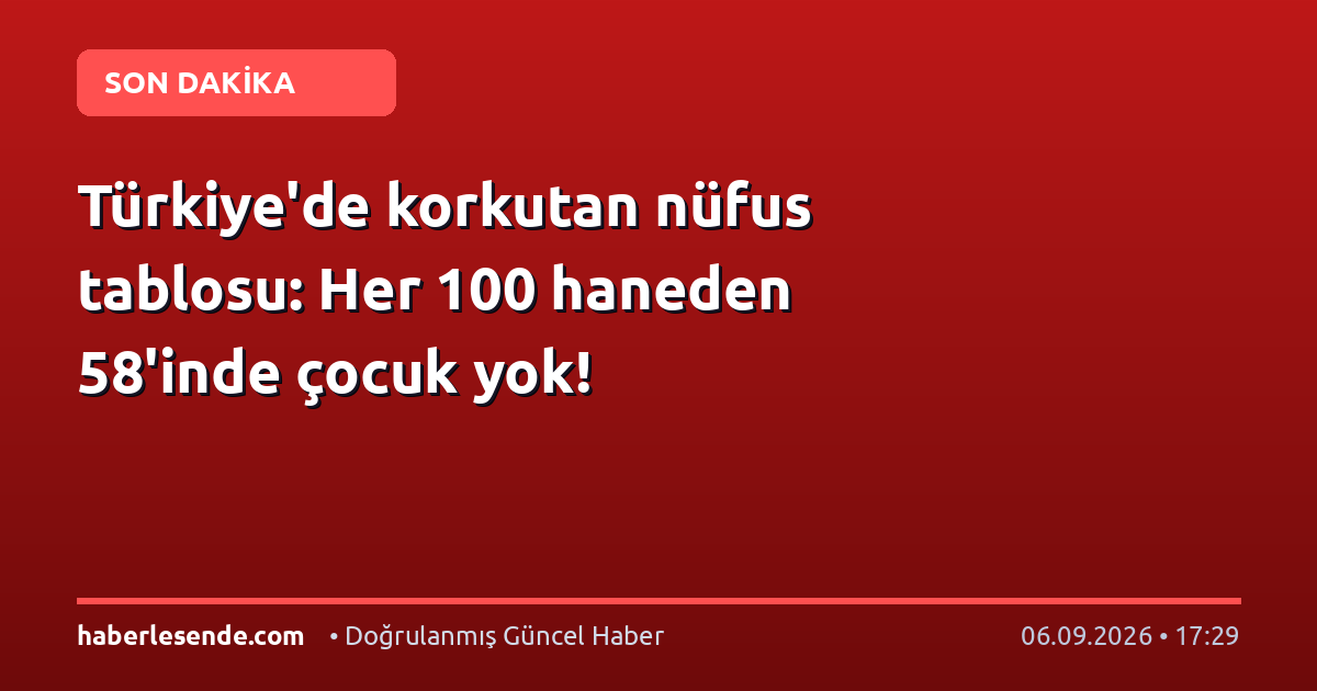 Türkiye'de korkutan nüfus tablosu: Her 100 haneden 58'inde çocuk yok!