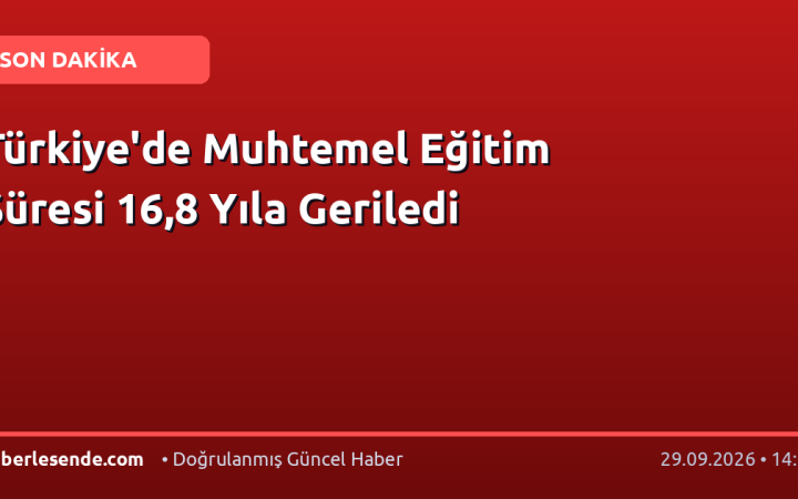 Türkiye'de Muhtemel Eğitim Süresi 16,8 Yıla Geriledi