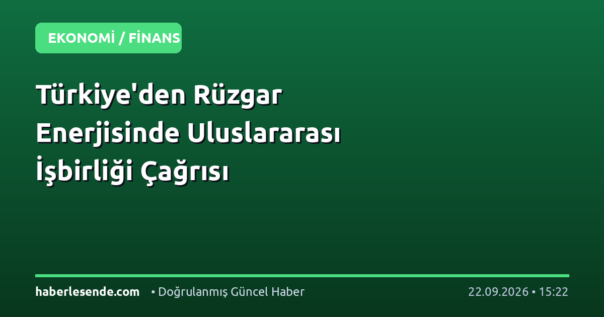 Türkiye'den Rüzgar Enerjisinde Uluslararası İşbirliği Çağrısı