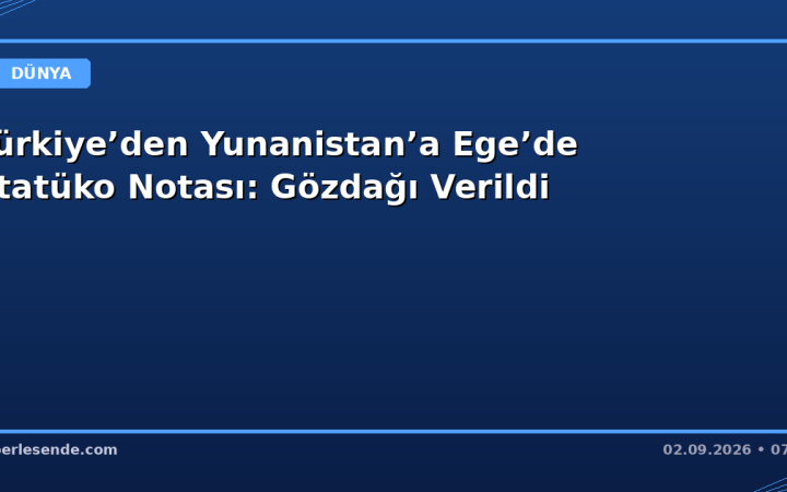 Türkiye’den Yunanistan’a Ege’de Statüko Notası: Gözdağı Verildi