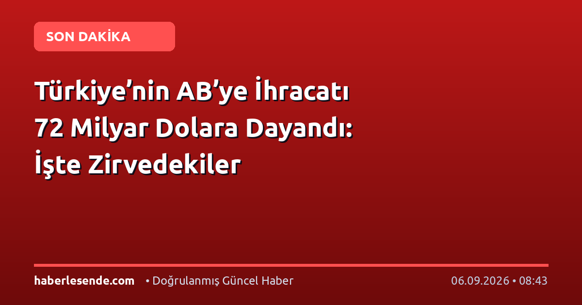 Türkiye’nin AB’ye İhracatı 72 Milyar Dolara Dayandı: İşte Zirvedekiler