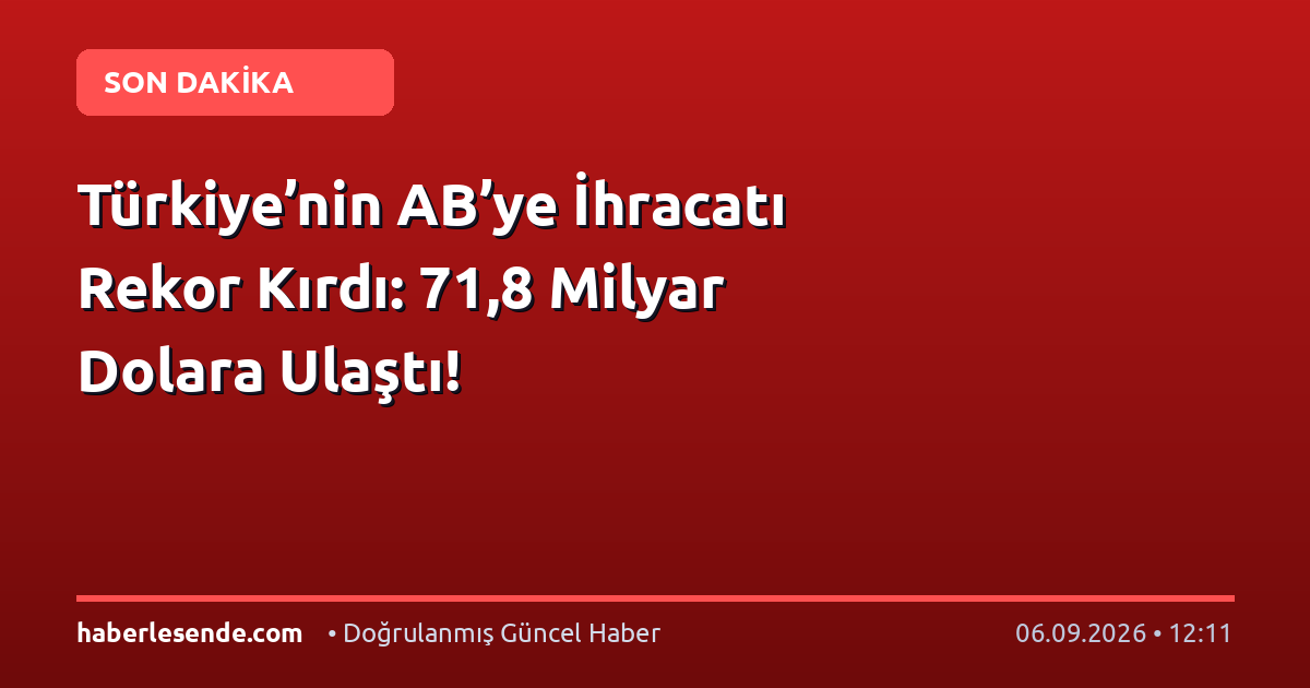 Türkiye’nin AB’ye İhracatı Rekor Kırdı: 71,8 Milyar Dolara Ulaştı!